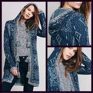 EUC Free People Kai Pom Pom long cardigan sweater, size Small